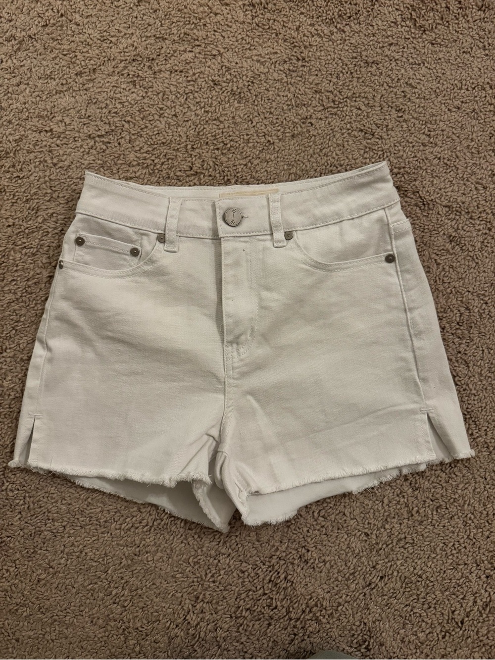 White High-Rise Denim Shorts - Women